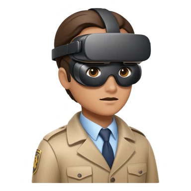 detective wearing a virtual reality headset sticker