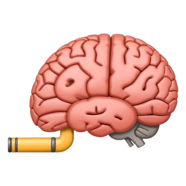 A simple emoji of a human brain with a horizontal loading bar underneath, partially filled, flat emoji style, bold outline, minimal details sticker