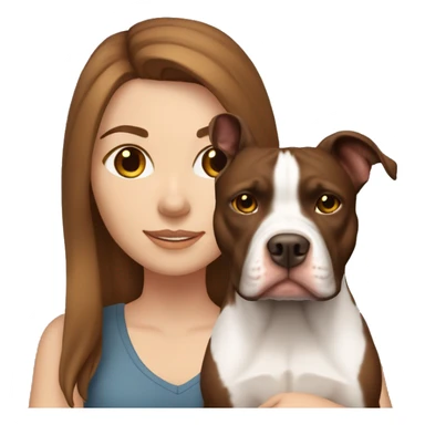 White girl with brown hair with her pitbull dog sticker