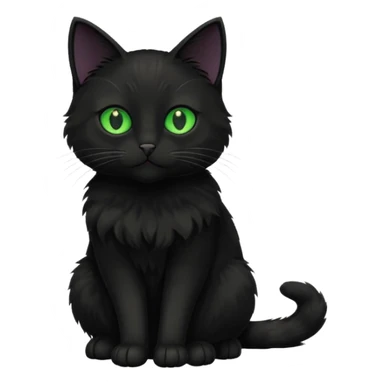 Bir siyah renkli kedi gözleri yeşil ve oturuyor sticker