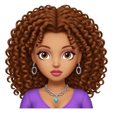 antonia gentry as pretty bratz baddie, brown curly hair sticker