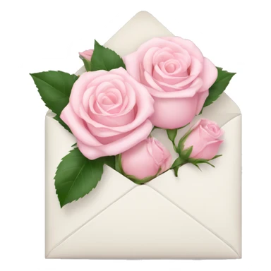 White envelope with light pink roses sticker