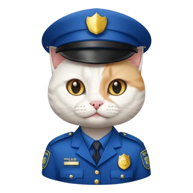 white cat police sticker
