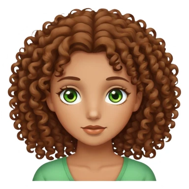Tan girl with curly brown hair and green eyes sticker