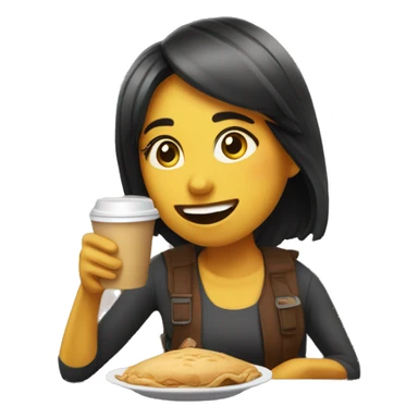 Chica bebiendo café  sticker