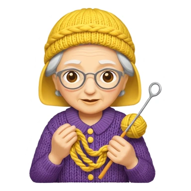 knitting grandma yellow sticker