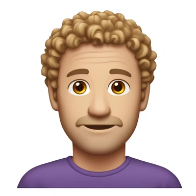 Caucasian, purple curly hair, man, middle-aged, earring. sticker