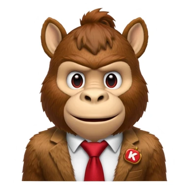 Donkey Kong🦍💪🐵 with red tie with his initials (DK) on sticker