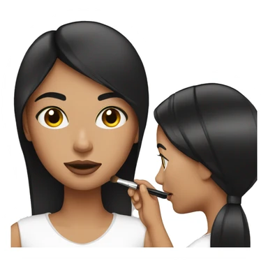 Woman with dark straight hair doing her make up  sticker