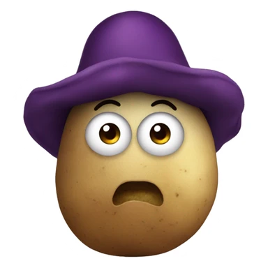 Potato wearing eggplant hat sticker