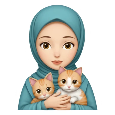 white pretty woman with hijab holding a cat sticker