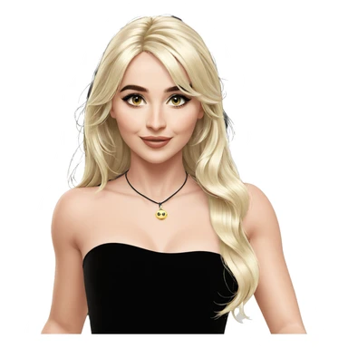 smiling girl in black dress sticker