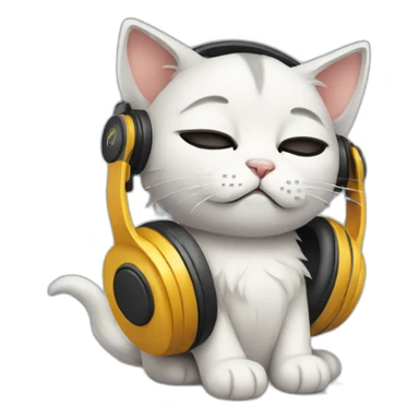 sad kitten listening to music with eyes closed sticker