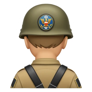 back view of soldier's head wearing military helmet sticker