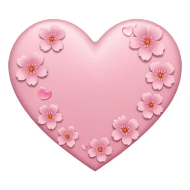 pink heart emoji with subtle sakura petal texture sticker