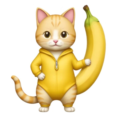 A cat with banana clothing and standing up sticker