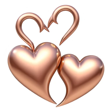 Two rose gold hearts interlinked, metallic finish sticker