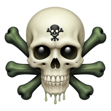 a poisonous cloud of gas, dark swamp color, with an image of a skull and two crossed bones behind the skull sticker