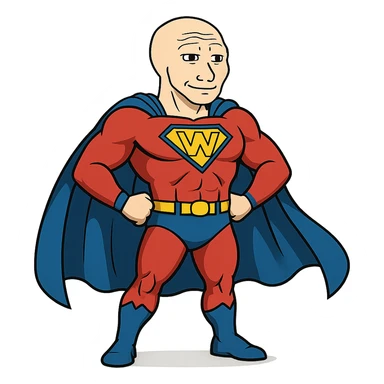 wojak as a superhero sticker
