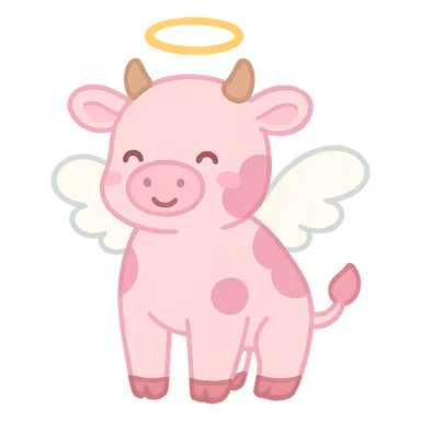 cute pink cow with angel wings and a halo sticker