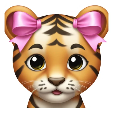 Baby tiger with pink bows  sticker