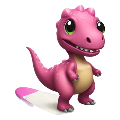 Dinosaur with a pink tutu surfboarding sticker