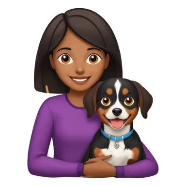 dark-skinned woman holding an Entlebucher Sennenhund, clear expressions, simple background sticker