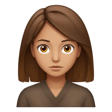 emoji of a tan woman with brown eyes and brown shoulder length hair, looking productive sticker