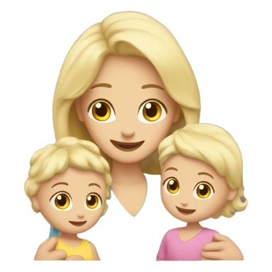 Blonde mother playing with her 2 blonde toddlers sticker