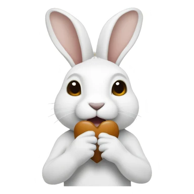 white hare in hands brown heart sticker