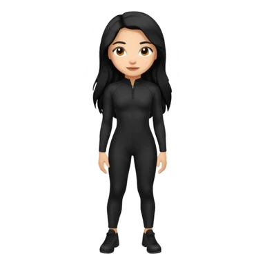 Make a lightskin Hispanic thick girl with long black hair. Wearing an all black tight jumpsuit  sticker