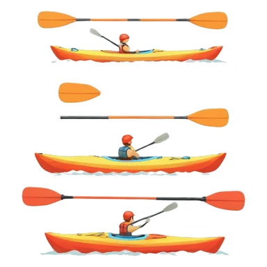 Kayak with paddle in the style of pixel art sticker