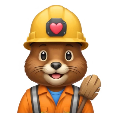 beaver  wearing a hard hat emojis funny sticker