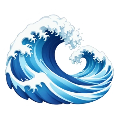 Create a highly polished, 3D game UI–style illustration of a  BLUE COLOR SEA WAVE sticker