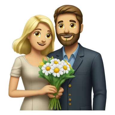 Bearded Man giving woman flowers  sticker