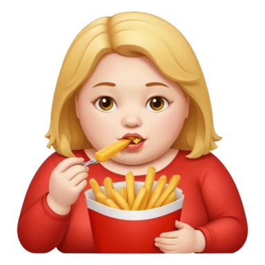 Fat Girl munching fries sticker