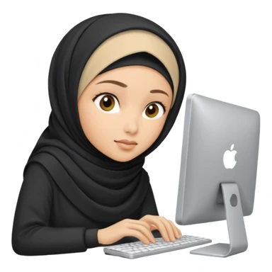 hijabi girl sitting at computer sticker