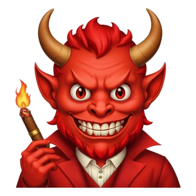 Diablito de cara roja con un cigarro sticker