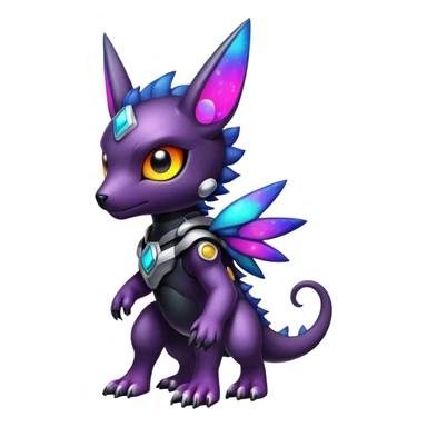 Cute cool colorful dark nebula fantasy-Digimon-animal-hybrid full body sticker