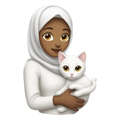 hijab girl with white cat  sticker