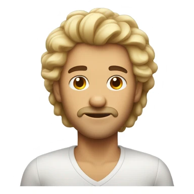 A guy fluffing his hair with both his hands, and he has an Edgar hairstyle sticker