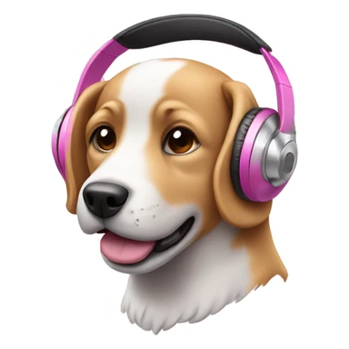 Dog with headphones in pink sticker