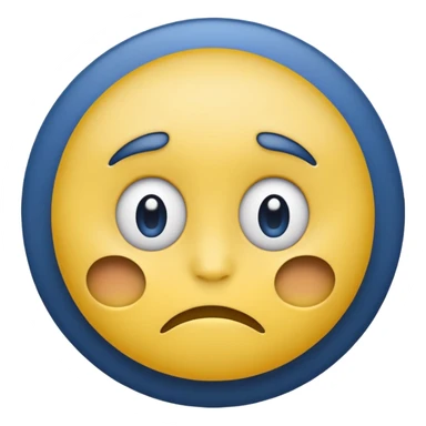 round yellow emoji face Apple Color Emoji style, upper half with dark blue anime shadow, wide blank eyes, trembling frown, mental collapse, minimal, colorful, emoji-like sticker