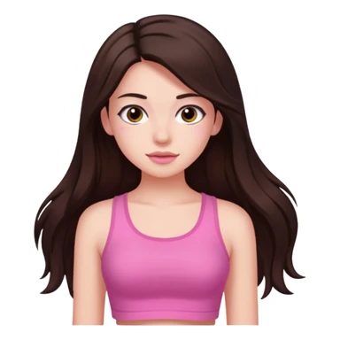 Azzyland with long dark brown hair, pink crop top sticker