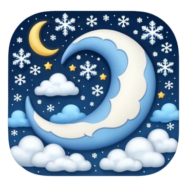 blue cressent with no face and with clouds with snow and thunder with no face too sticker