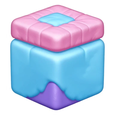 Cubed cotton candy in the order of cyan, blue, pink, and purple. sticker