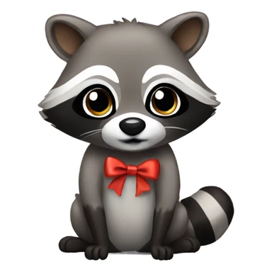 raccoon with bow sticker