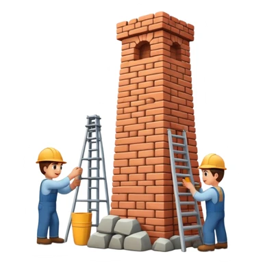 Men building tower sticker