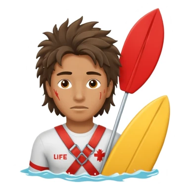 Lifeguard Native American Teenager with messy hair rescuing someone sticker
