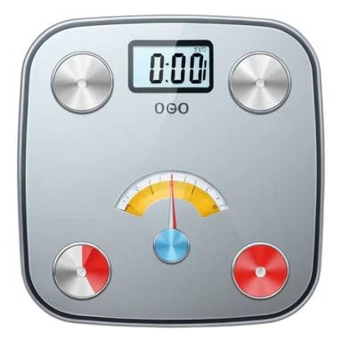 Digital weight scale with 0:00 on it sticker